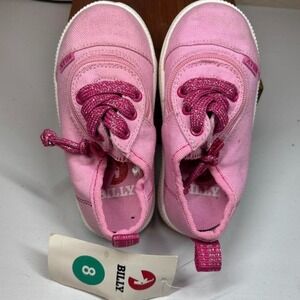 BILLY Toddler Girls Pink Canvas Lace Up Sneakers Shoes Sz 8 Zip Play School NWT